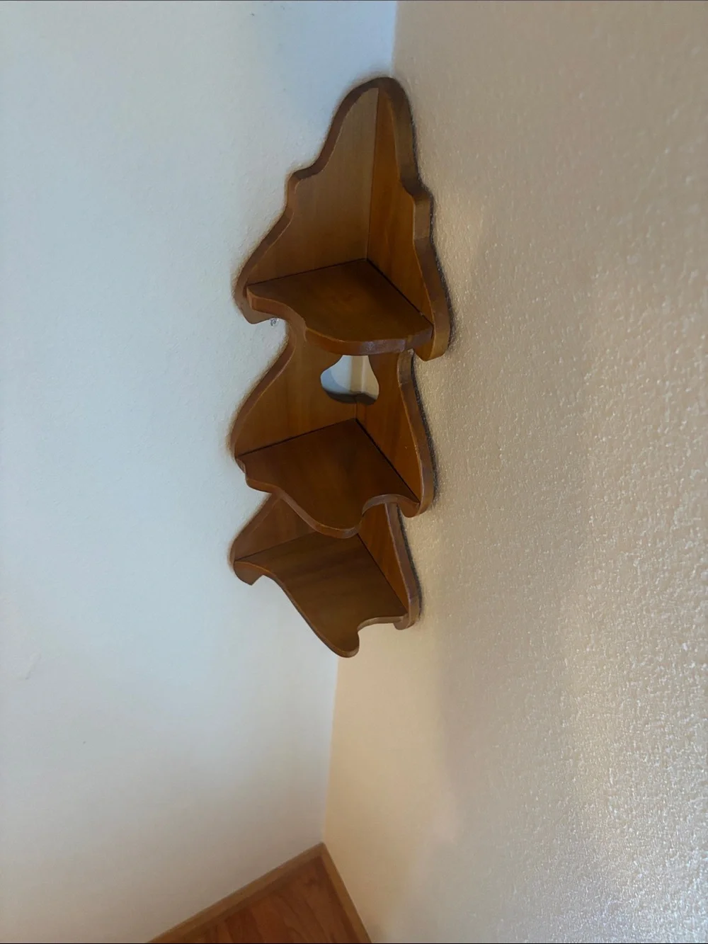 Classic Wooden Corner Wall Shelf - Brown